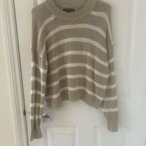 Banana Republic Beige and White Striped Sweater